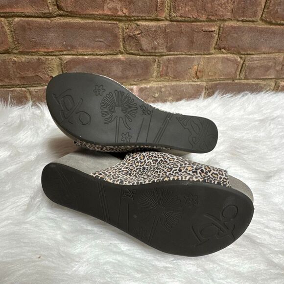 OTBT Women’s Jaunt Stone Cheetah Leather Wedge Platform Open Toe Sz 10 - Picture 7 of 11